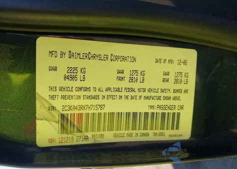 2007 Chrysler 300 from USA, damaged, VIN 2C3KA43RX7H715787